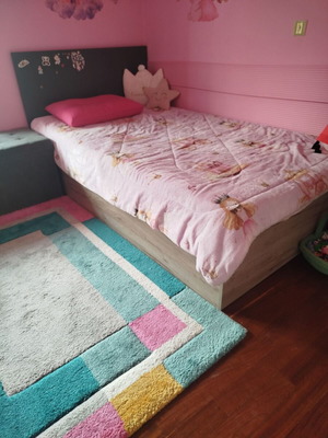 Κρεβάτι ημίδιπλο Sonoma με πλάτη ανθρακί και στρώμα σαν καινούργιο