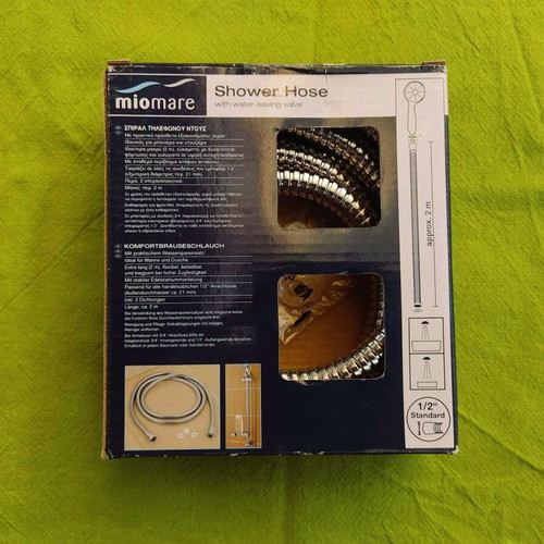 Miomare shower hose 2m new with water-saving valve
