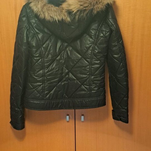 Moncler women's jacket used, black with detachable hood