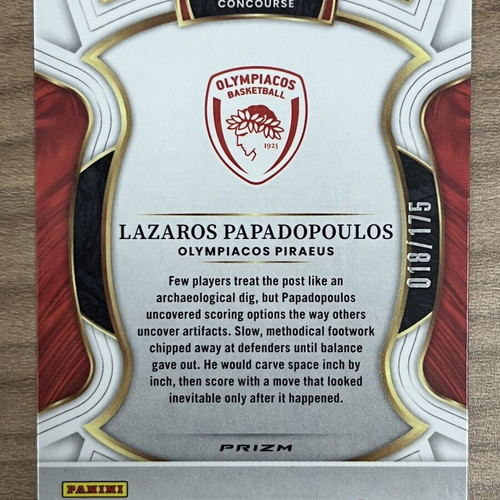 2025-26 Panini Select Euroleague Basketball Lazaros Papadopoulos card like new