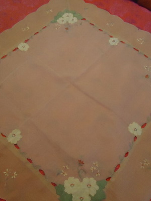 Synthetic tablecloth new with cut embroidery 83 cm x 83 cm