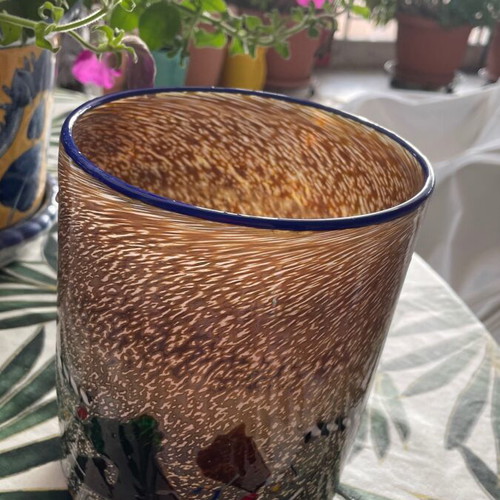 Costa Boda Crystal Vase like new with Animal Print design