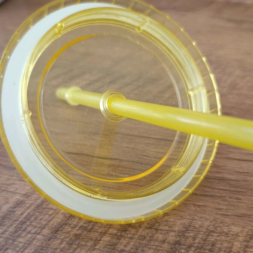 Plastic water bottle new with straw, yellow design