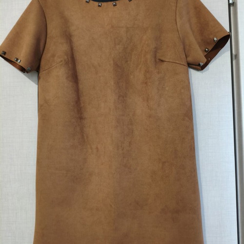 Mini dress faux suede brown-black with studs new