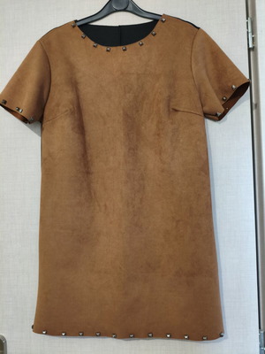 Mini dress faux suede brown-black with studs new