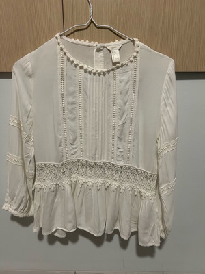 Boho embroidered shirt like new, white, size S