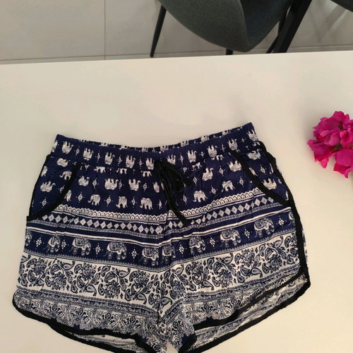Summer shorts blue with paisley and elephants like new