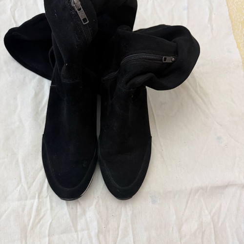 Ash black suede over-the-knee boots