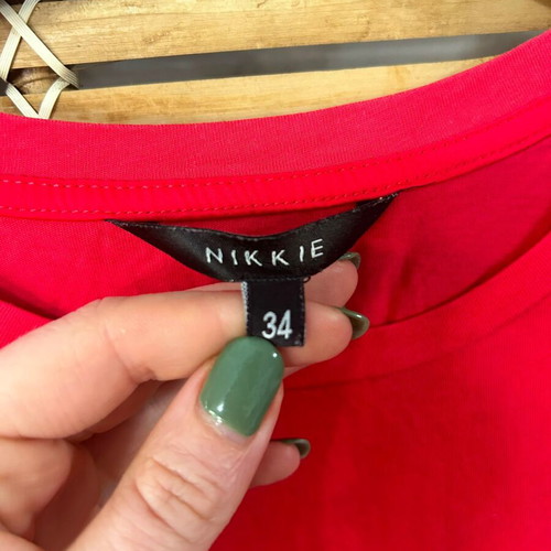 Nikkie Red T-Shirt Dress with Noir Rouge Print, Size 34