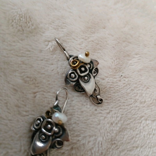 Vintage silver 925 earrings with genuine pearls like new
