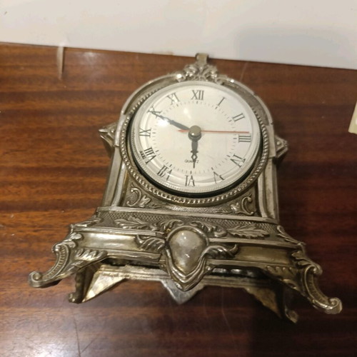 Vintage Quartz Table Clock used, classic style with ornate decoration