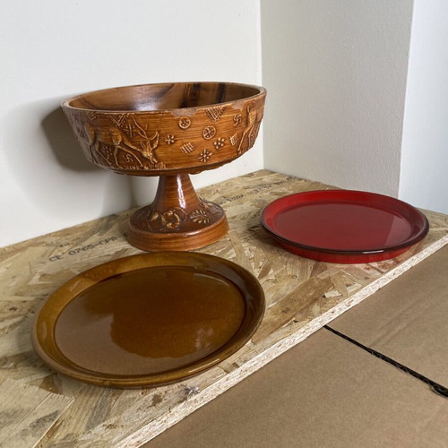 Vintage ceramic set used from Rhodes with bowl and 2 plates
