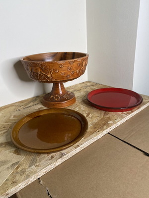 Vintage ceramic set used from Rhodes with bowl and 2 plates