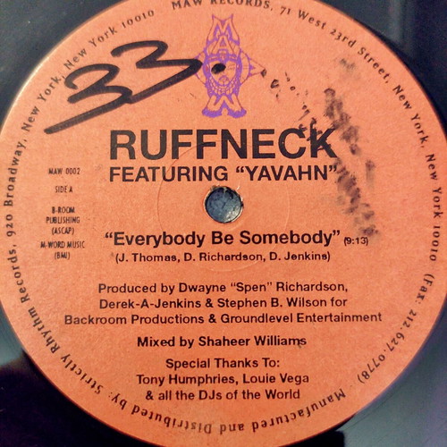 Ruffneck Featuring Yavahn Everybody Be Somebody 12'' Vinyl Single used