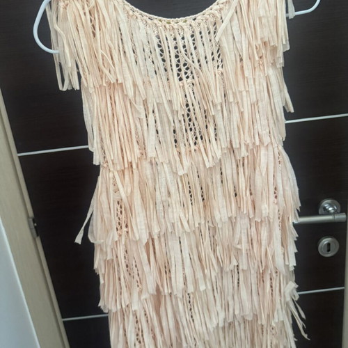 Knitted summer sleeveless top with fringes like new, cool and comfortable