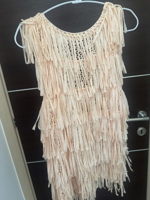 Knitted summer sleeveless top with fringes like new, cool and comfortable