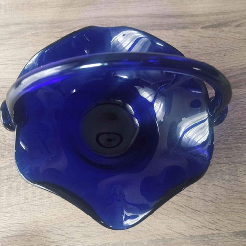 Murano crystal set used, blue basket with handle and dolphin ashtray