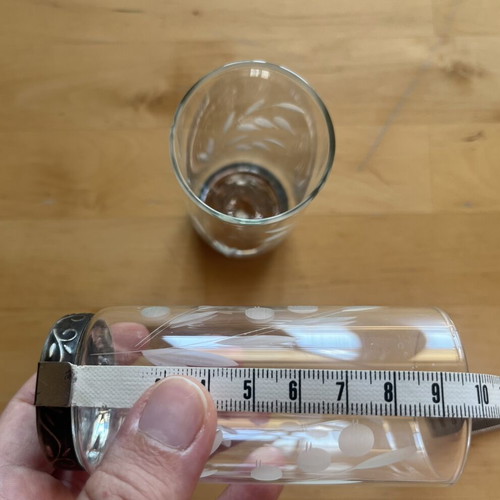Engraved glass cups with metal base used, pack