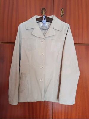 Women's leather jacket used, beige, vintage