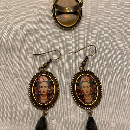 Frida Khalo jewelry new adjustable ring and teardrop earrings