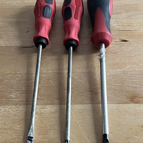 Tool set used with hammer, screwdrivers and nails