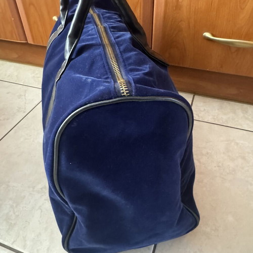 Duffle Bag used, large velvet travel bag in royal blue