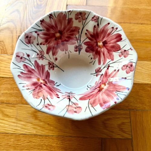 Ceramic bowl with pink floral design, 15 cm