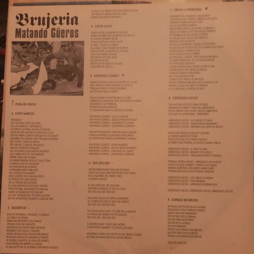 Brujeria Matando Gueros vinyl record like new, metal