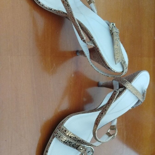 Sergio Rossi sandals used, gold suede leather, size 37