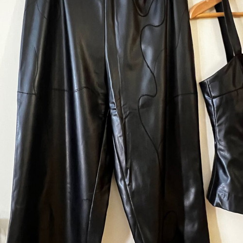 Leather pants and top made to order, size S, black