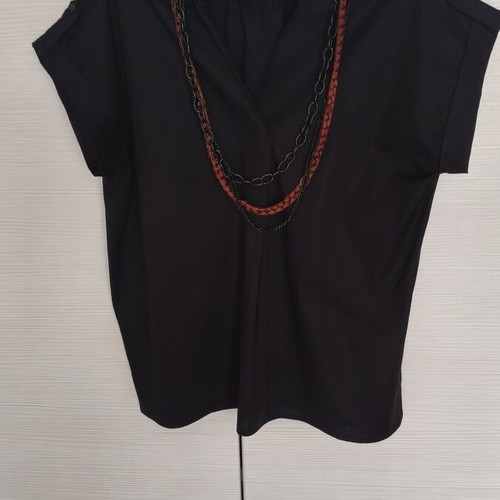 Black blouse one size like new with necklace gift