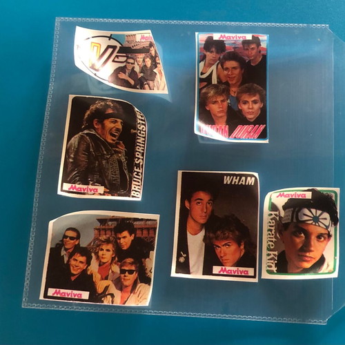 Manina stickers used, pack of 6, Duran Duran, Bruce Springsteen, Wham, Karate Kid