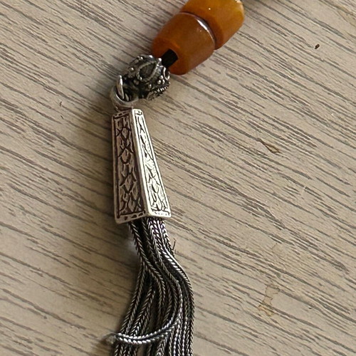 Komboloi 33 beads used, mastic, German bakelite, silver tassel