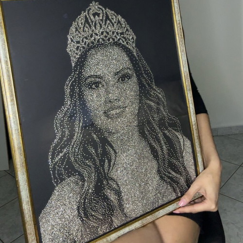Handmade portrait with Swarovski crystals