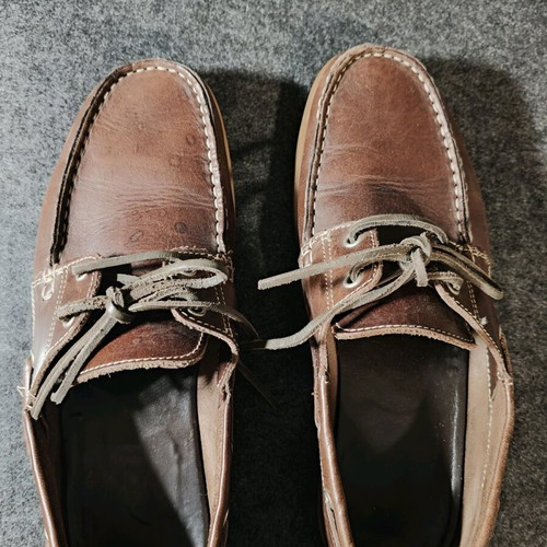 Men's leather boat shoes used, brown, size 41