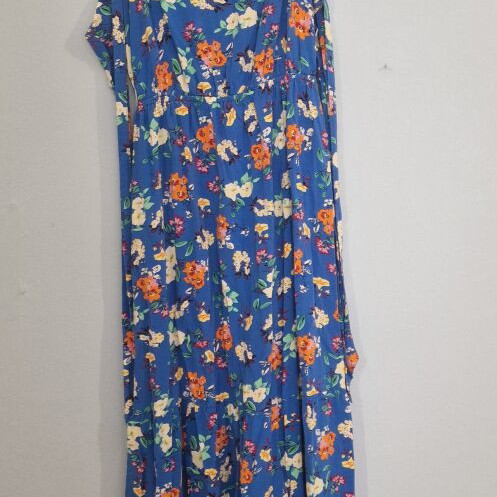 Dress Pink Woman used, blue floral summer dress size M