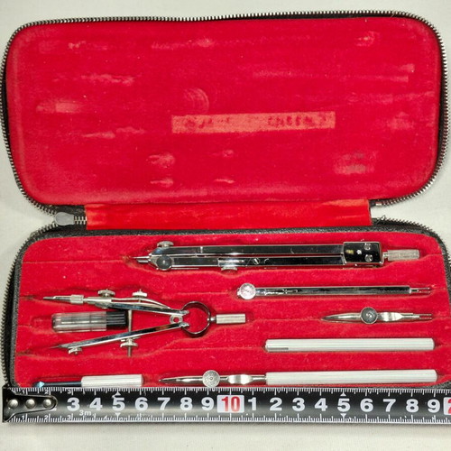 Vintage KIN technical drawing set used, complete
