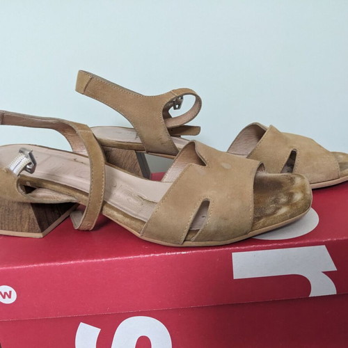 Wonders women's sandals used, leather, Spanish, size 38, beige brown