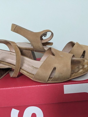 Wonders women's sandals used, leather, Spanish, size 38, beige brown