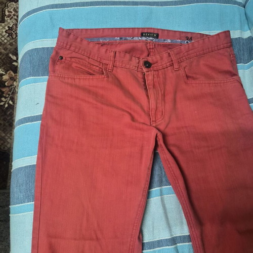 Review men's summer pants, soft carrot red, size 34
