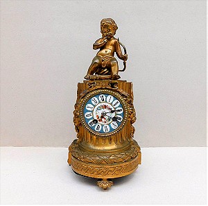 Ρολόι μπρούντζινο με άγαλμα ερωτιδέα, γαλλικό περίπου 130 ετών.