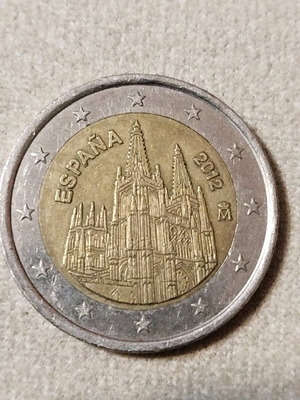 2 Euro Coin Spain 2012 used, Catedral de Burgos