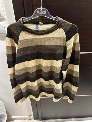 Striped sweater like new, brown beige and olive tones, H&M Divided