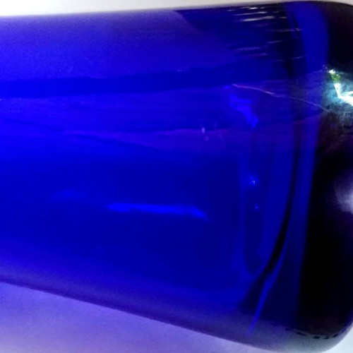 Cobalt blue vase used, VEB Derenburg Harz-Kristall, 31 cm