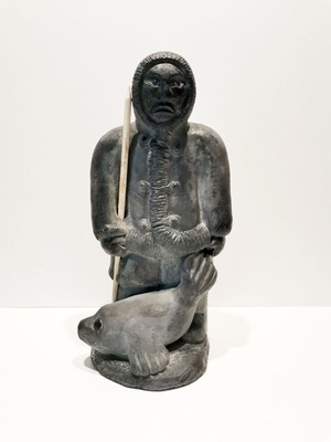 Wolf Original Inuit Seal Hunter Soapstone sculpture handcrafted used
