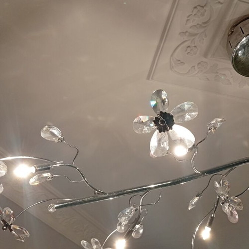 Crystal ceiling light with metal branches and 10 light sources, like new