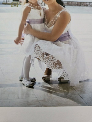 White women's and children's dress lace handmade like new