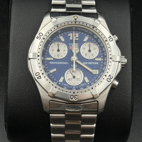 Tag Heuer Professional men's chronograph watch used, silver