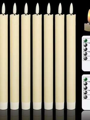Eldnacele LED candles set of 8 with 2 remotes, real wax, 25 cm, ivory