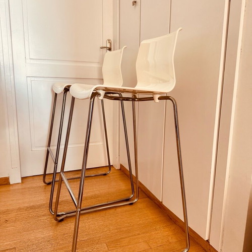 Bar Stool / Bar White with Inox base Brand GLENN 2 PCS